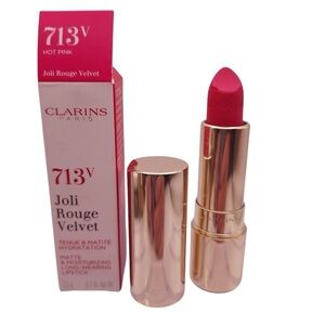New Clarins Paris Joli Rouge Velvet Lipstick 713 Hot Pink
